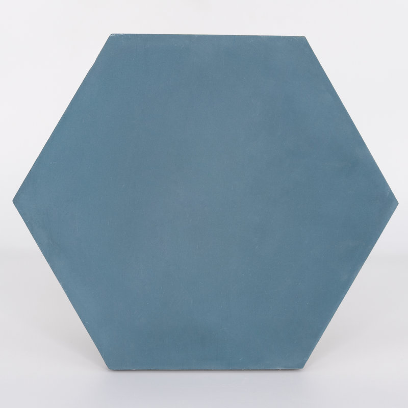 Menara 8" x 9" Cement Honeycomb Mosaic Wall & Floor Tile, Navy Blue