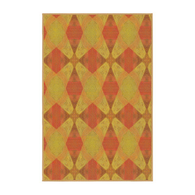 Orange géométrique/vert Tapis décoratif