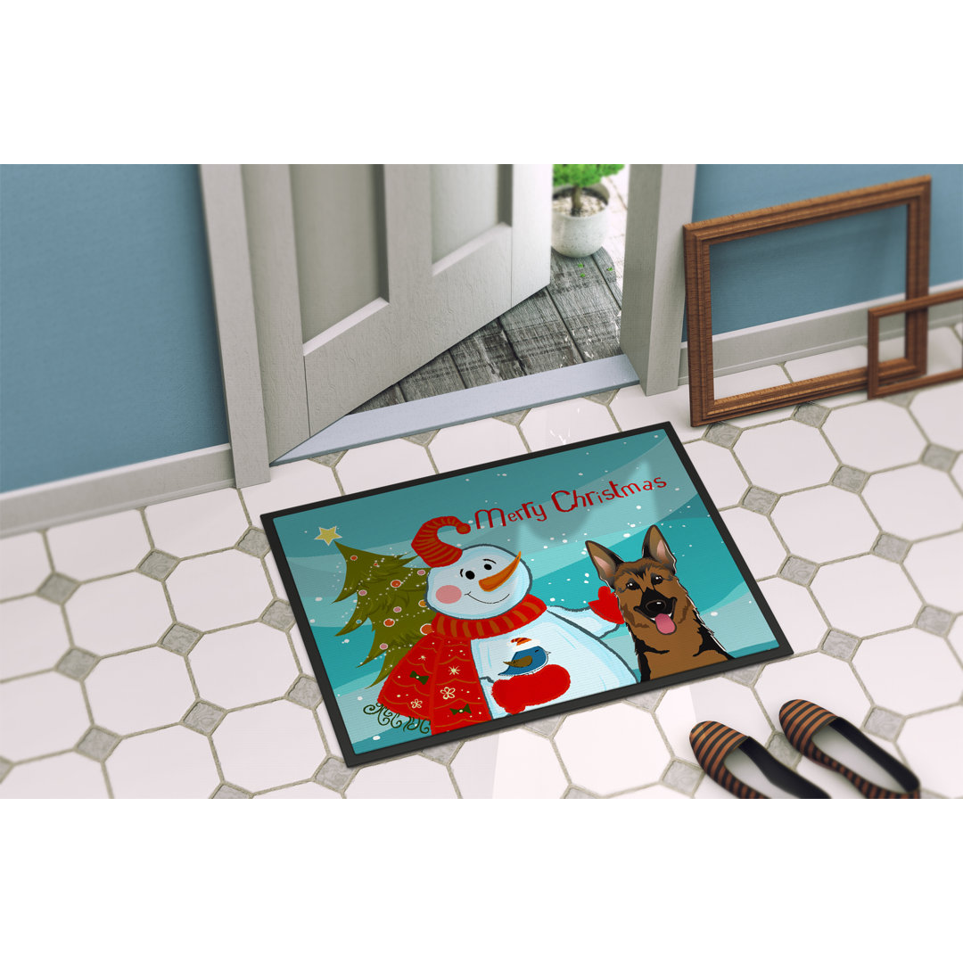 Soumakis Snowman with German Shepherd Non-Slip Outdoor Door Mat The Holiday Aisle® Mat 