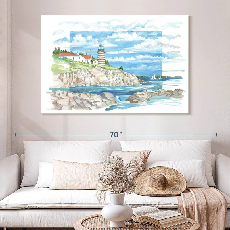 Vue du phare Gillard West Quoddy, H 34 po x l 51 po