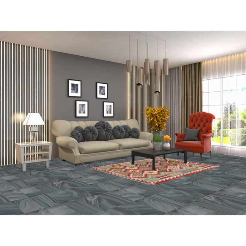 Tapis en laine multicolore réversible Kilim 4 x 6