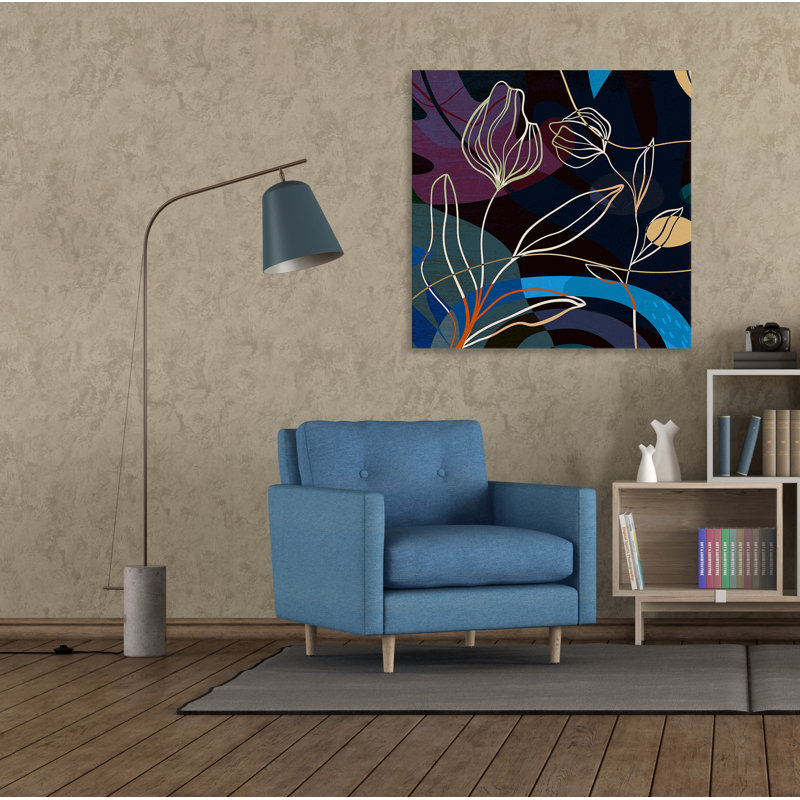 Boho Flower IV - impression sur toile tendue, H 8 po x l 8 po x P 1,5 po