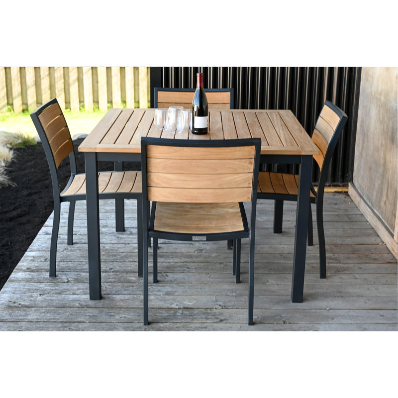 SoHo Teak Aluminum Outdoor Stacking Sidechair, Black