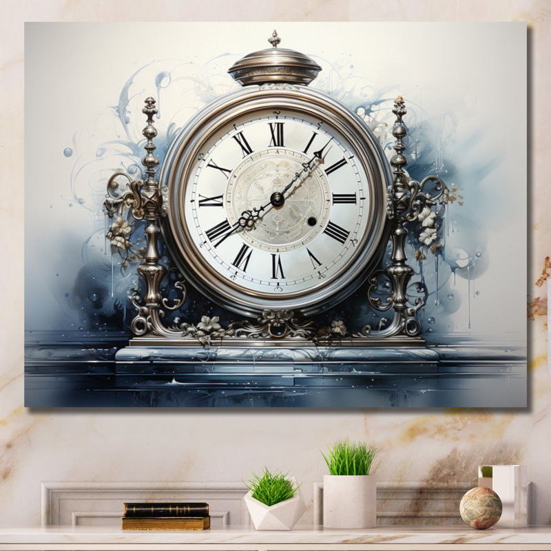 Horloge, reflets intemporels - impression, H 12 po x l 20 po x P 1 po, Toile tendue