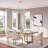 Modern White Faux Marble Dining Table with Double Pedestals Base Pre-Assembly-833936343