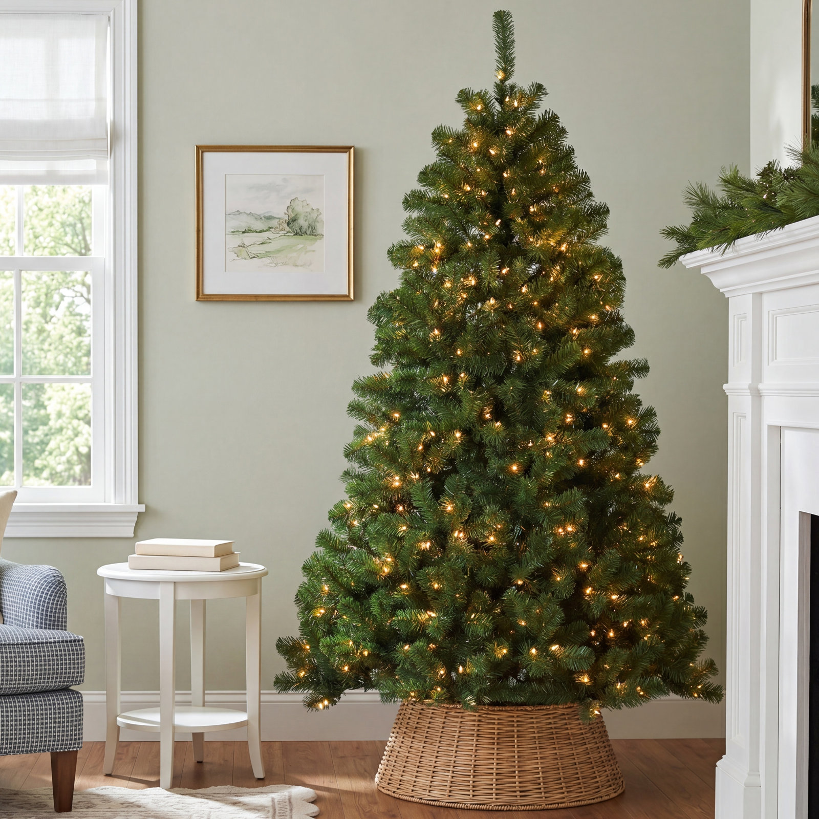 Cashmere Flocked 7' Pre-Lit Pine Christmas Tree