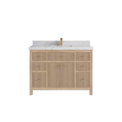 Teck de 48 po Sonoma X P 22 po De meuble-lavabo simple D Calacatta Nuvo Quartz