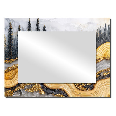 Cristal courant dans la rivière Golden Forest - Art mural miroir de paysages - imprimé sur métal