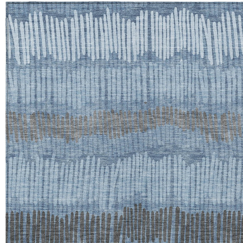 Tapis extérieur lavable rayé bleu 8 pi x 10 pi bleu et noir
