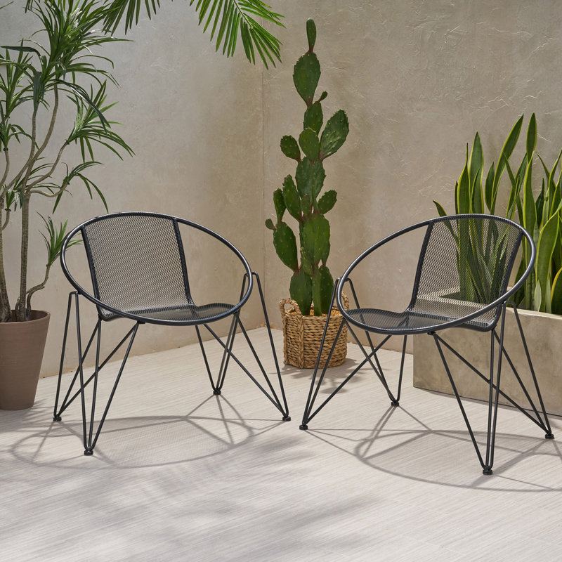 Chaise d'extérieur moderne (ensemble de 2), Noir mat