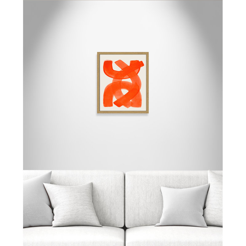 «Orange Strokes Print» par Haniff, Natural Woodgrain, 16'' W x 19'' H, Framed Print