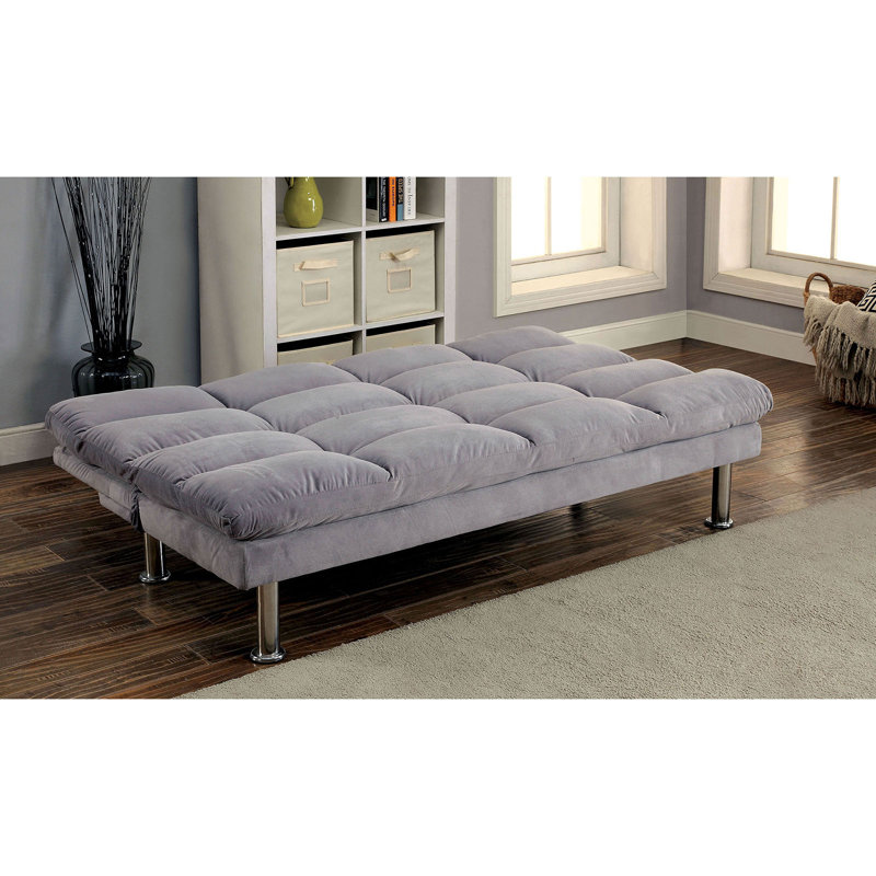 Fleeman Twin 67'' Upholstered Convertible Sofa, Light Gray Microfiber/Microsuede