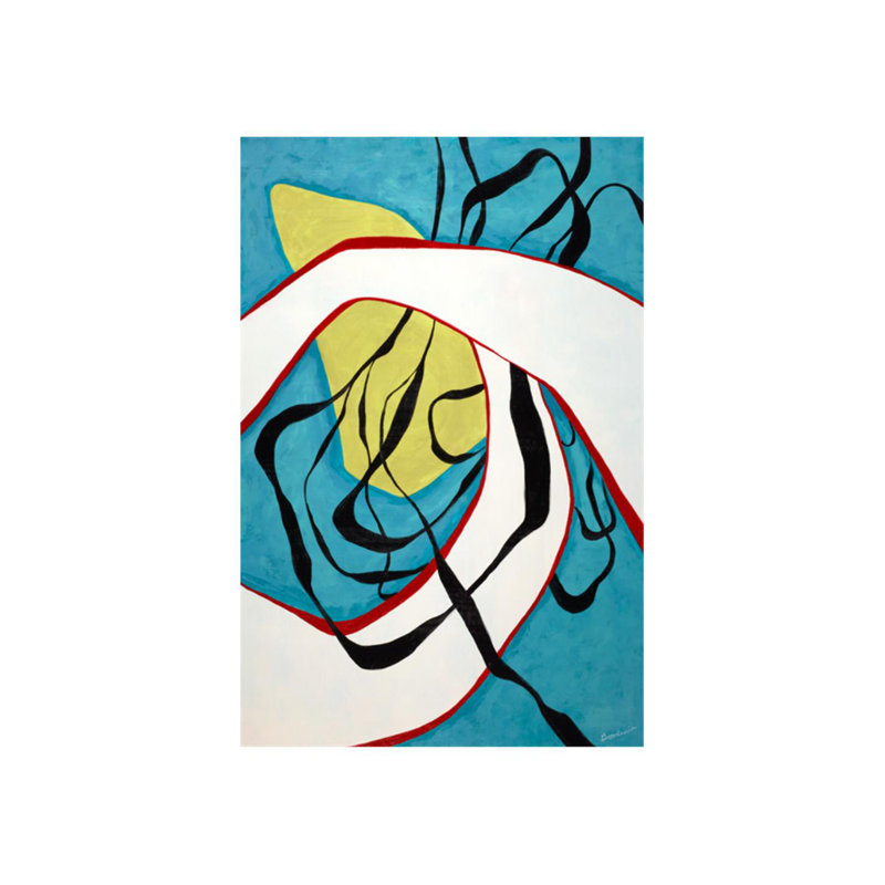 Scène bleue par Jolene Goodwin - Peinture, H 36 po x l 24 po, Image au pinceau gel