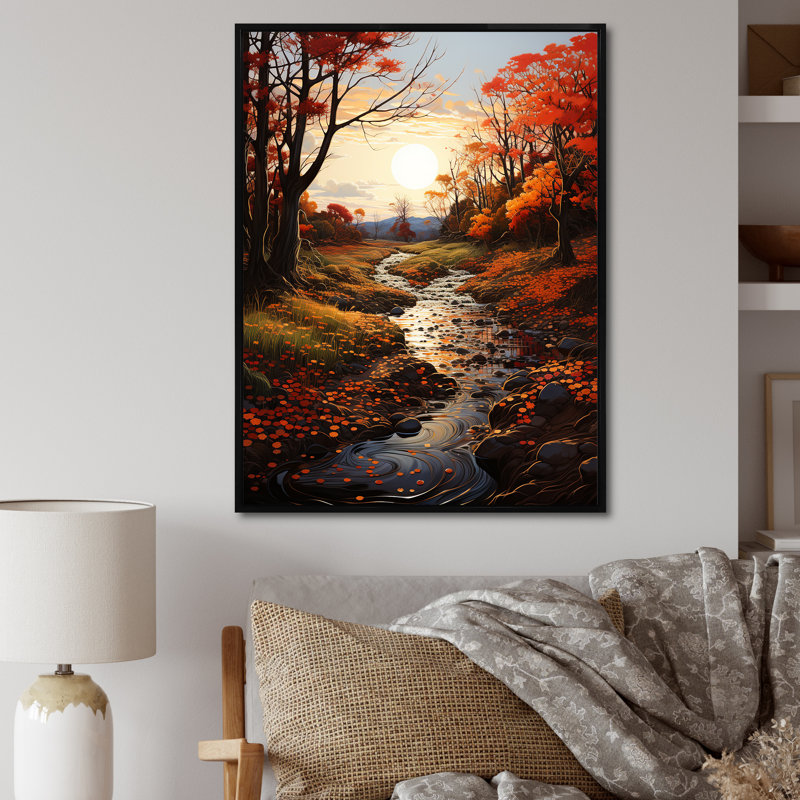 «Leaves Autumnal Symphony Leaf», reproduction sur toile, H 40 po x l 30 po x P 1,5 po, Cadre flottant noir
