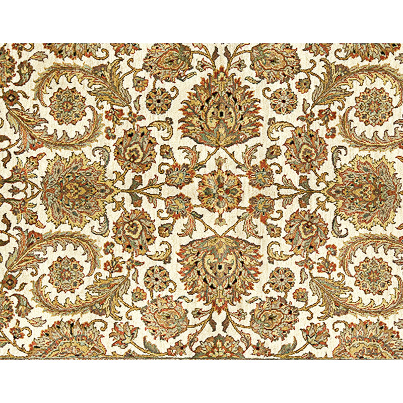Hand Knotted Wool Area Rug in Ivory And Red