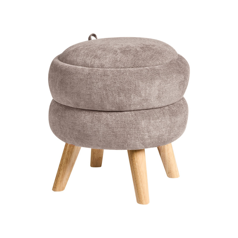 Storage Pouffe HAWLEY Chenille 40 cm 40 cm 41 cm, Grey/Beige