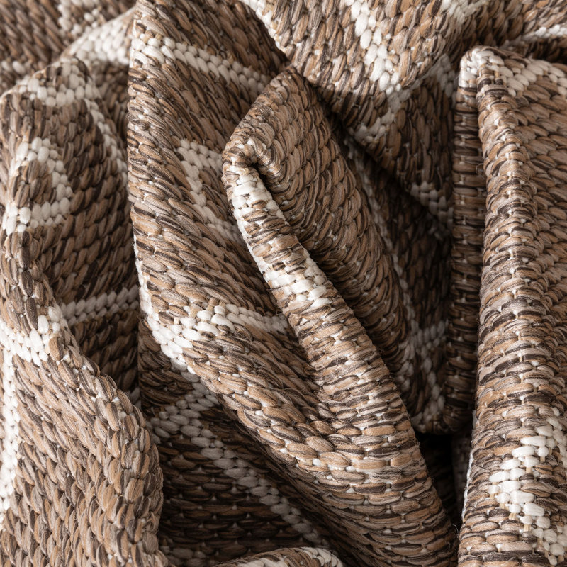 Tapis brun / taupe intérieur / extérieur Marshanna Nord Trellis, Rectangle 5 pi 3 po x 7 pi 3 po