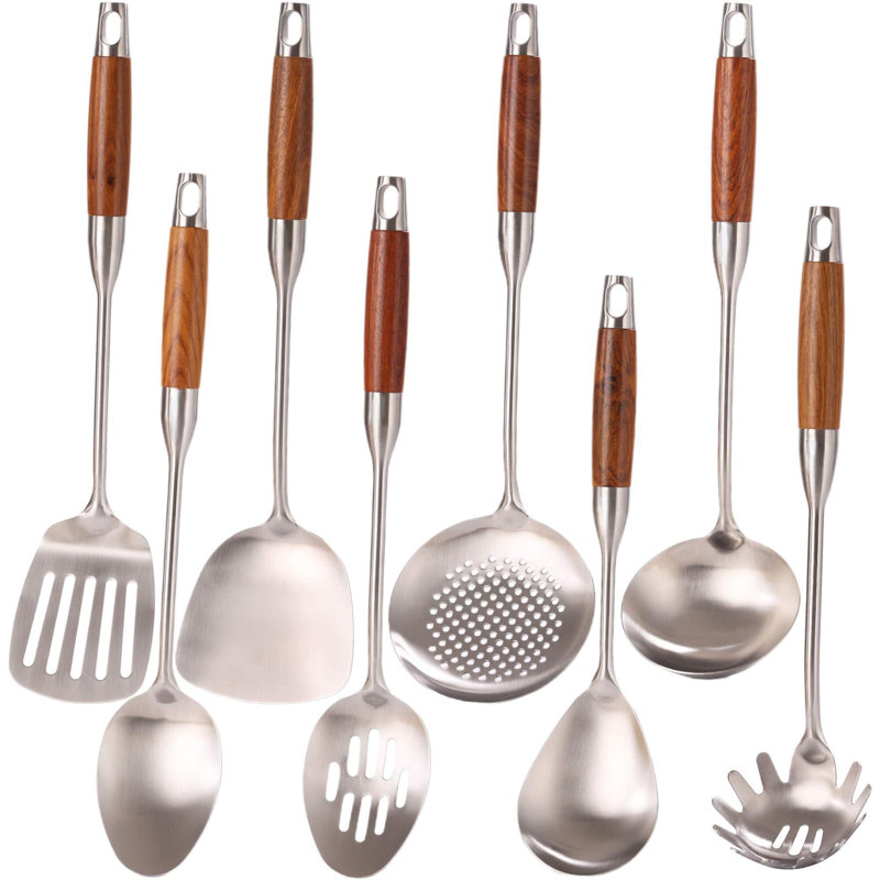 18/10 Stainless Steel and Rosewood 8-Piece Kitchen Utensil Set