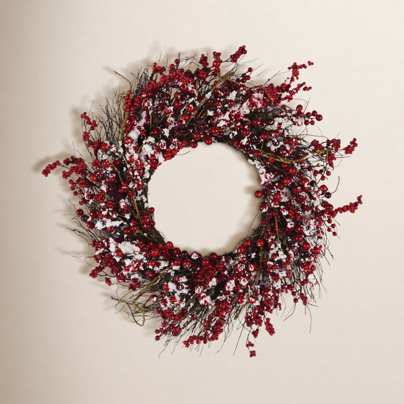 Couronne de couleur verte 24" snowy ilex berry