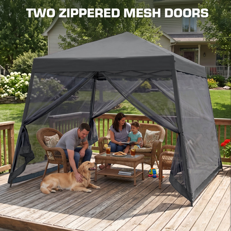 Pop up Patio Gazebo Pop up Patio 10 Ft. W x 10 Ft. D Slant Leg Steel Gazebo, Gray
