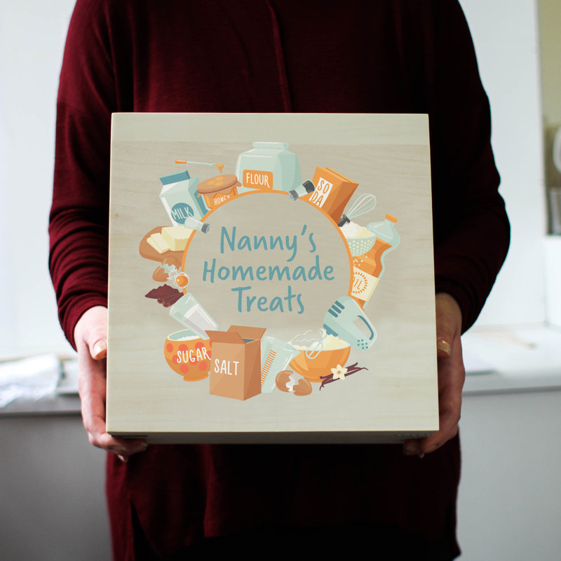 Personalised Cake Solid Wood Box, Yes