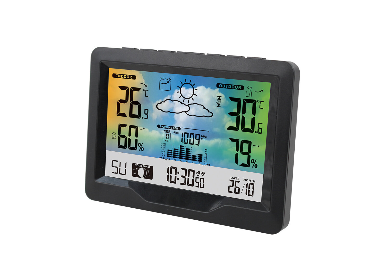 FixtureDisplays Weather Station with Jumbo Display and Clock 6.4