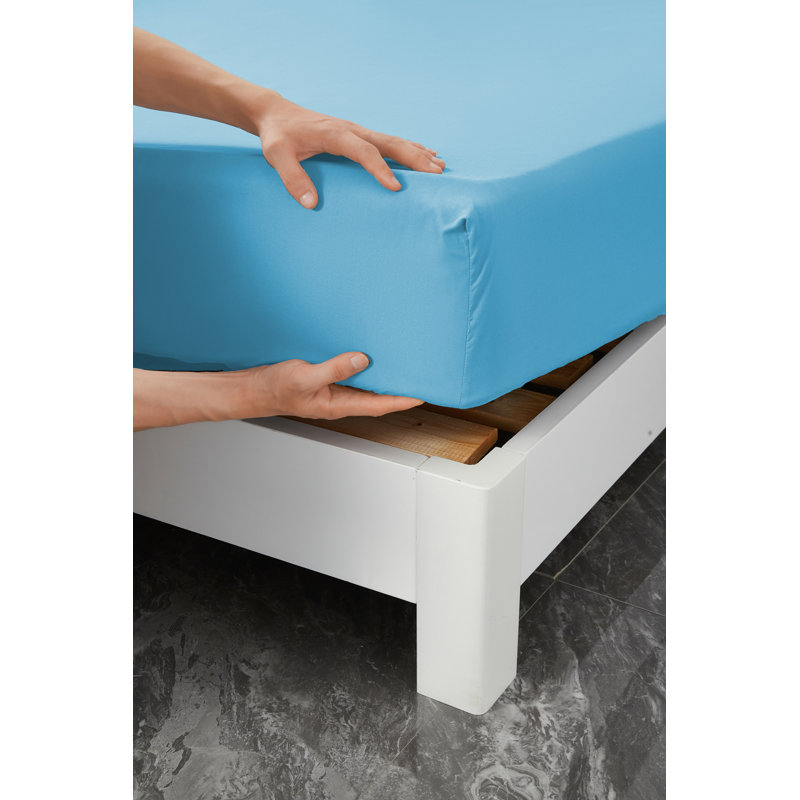 Ensemble de draps en rayonne , Bleu, Ensemble de draps pour grand lit + un drap-housse 