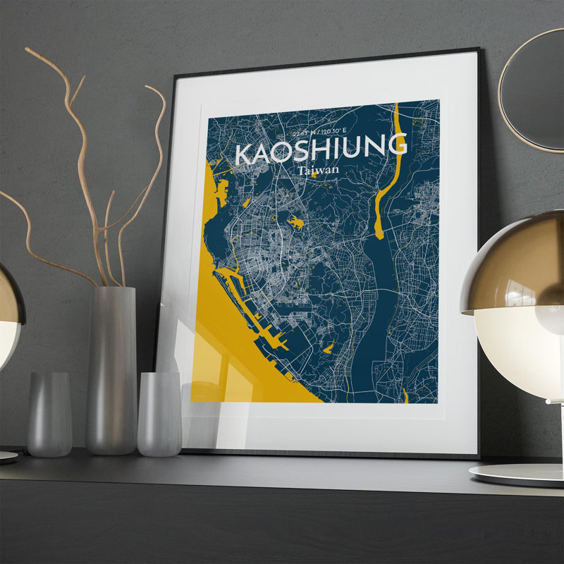 Kaoshiung City Map In Amuse - No Frame Print, 20cm H x 16cm W x 0.05cm D