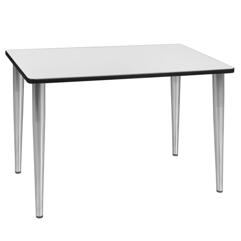 Plateau de table de formation Kahlo, pieds fuselés, Chrome, Blanc, H 29 po x L 48 po x l 24 po