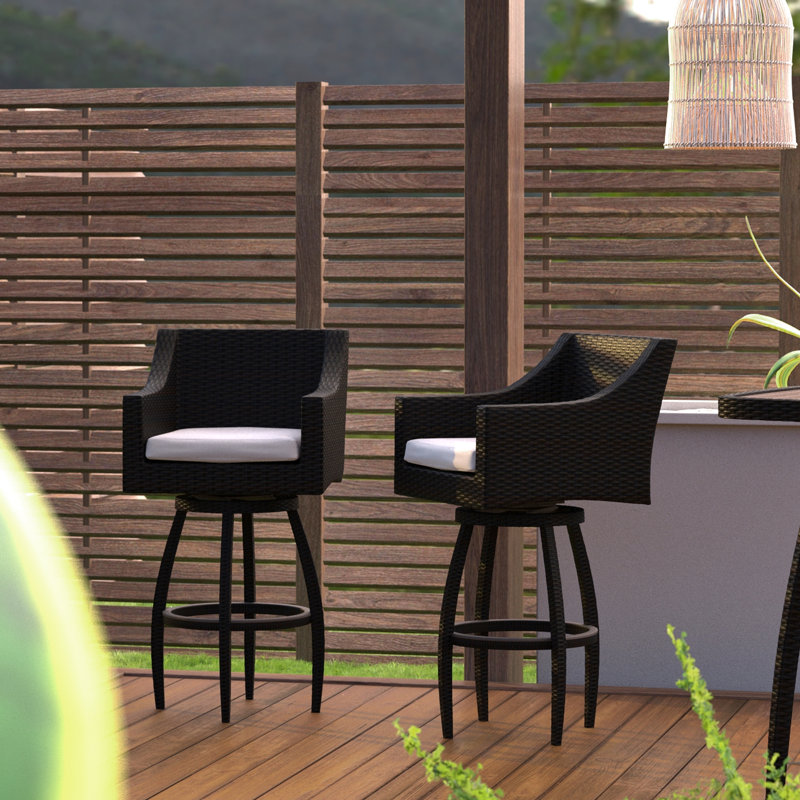 Tabouret de bar 30 po avec housses de coussin Sunbrella Fionnula, Sunbrella® Bliss blanc