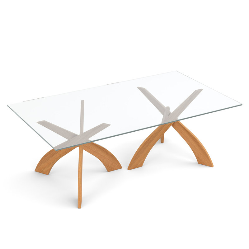 Entwine - Table rectangulaire en verre, H 30 po x L 48 po x l 84 po, Cerisier naturel / transparent