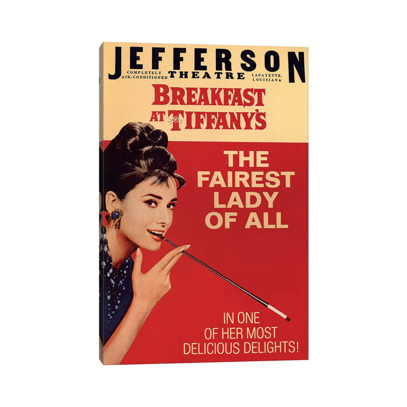 Breakfast At Tiffany's Film Poster (Jefferson Theatre Edition) by Radio Days - Print on Canvas, 20.32 cm H x 30.48 cm W