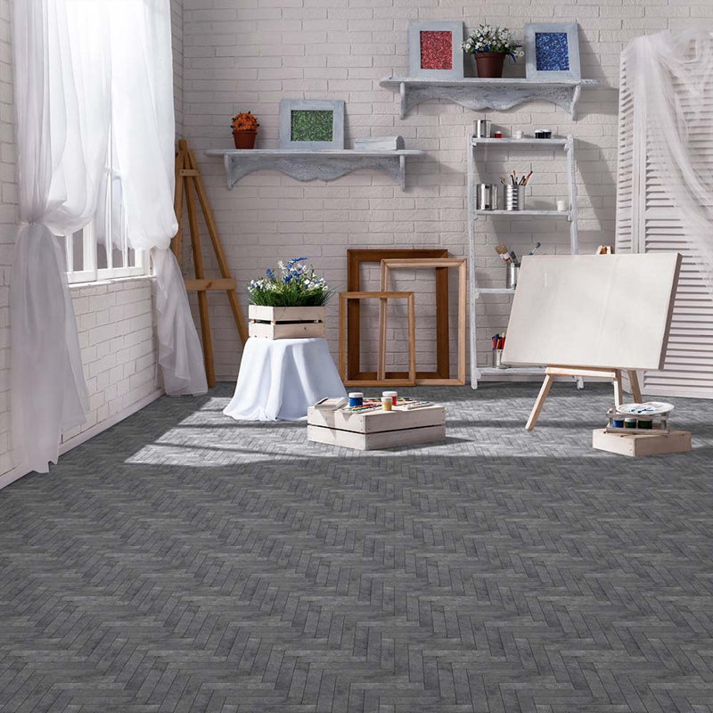 Master Mosaic 5mm Thick 20'' W x 20'' L Vinyl, Chevron Blackstone