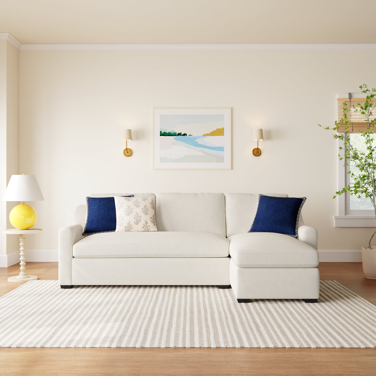 Cranbrook Upholstered Chaise L-Sectional, Nomad Snow Crypton® Chenille, Right Hand Facing