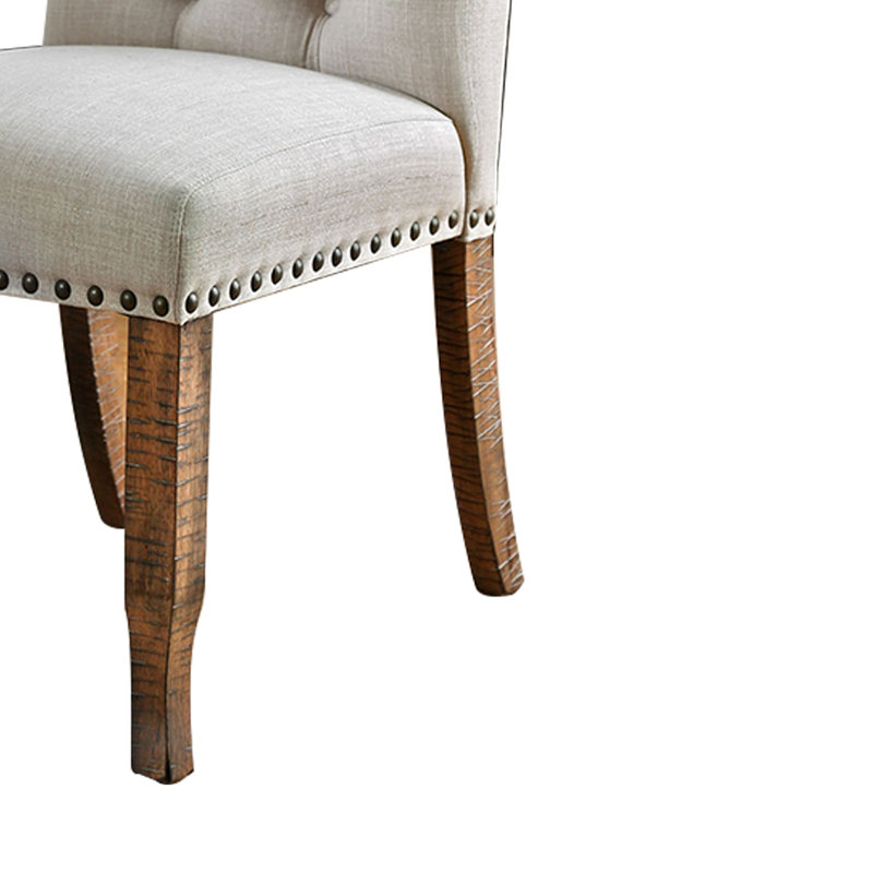 Gray Linen Upholstered High Back Parsons Side Chair