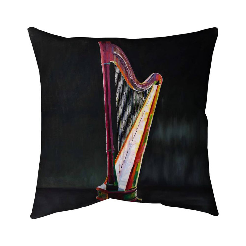 Colorful realistic harp - 16"x16" Throw pillow cover - Poly twill - Print on demand