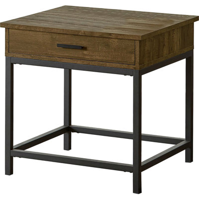 Élégante table de bout carrée en chêne brun et noir sablé, parfaite pour les intérieurs modernes et polyvalente dans n'importe quelle pièce.