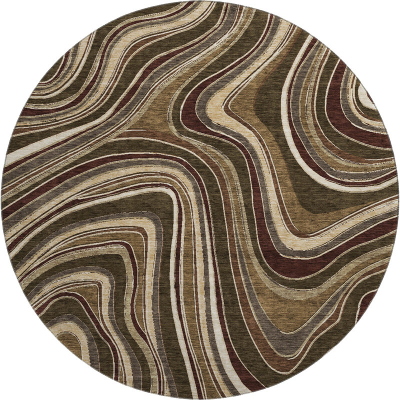 Premium Machine Washable Prisco Fudge Rug, Round 8'