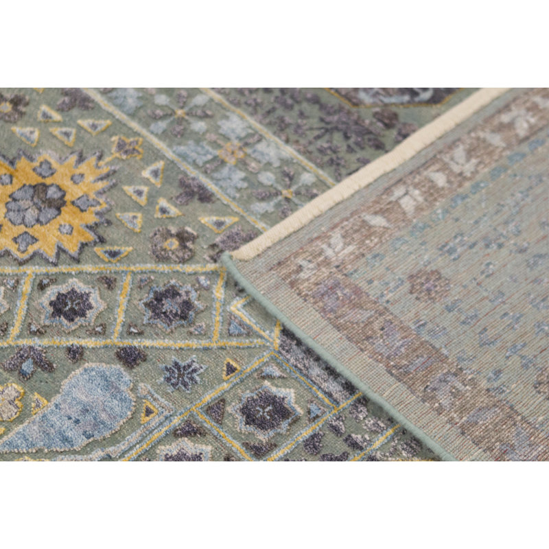 Windsom Oriental Area Rug in Green, Rectangle 9'11" x 14'3"