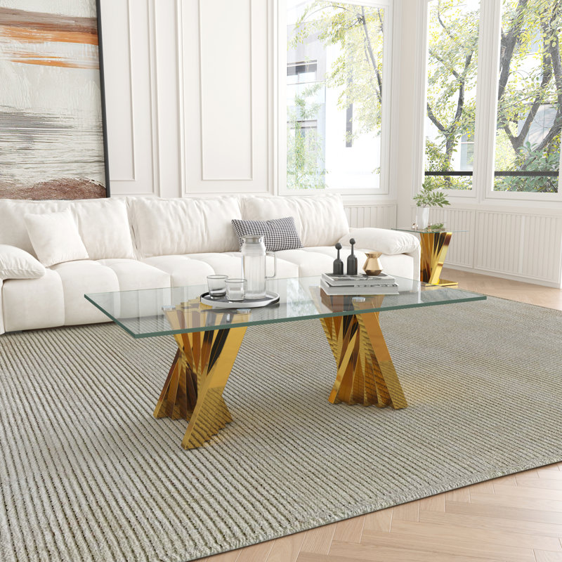 3 - Piece Living Room Table Set, Gold