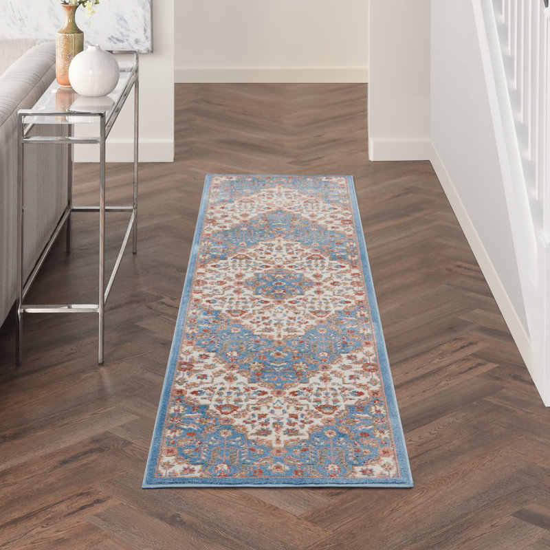 Tapis ivoire traditionnel Rheba, Tapis de couloir 2 pi 3 po x 7 pi 6 po