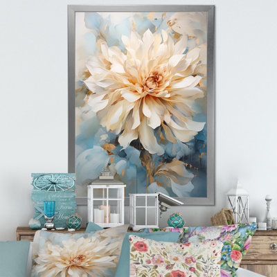 Simple Dahlia II beige et bleu sur toile