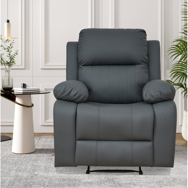 35.5" Wide Faux Leather Manual Standard Recliner, Dark Gray