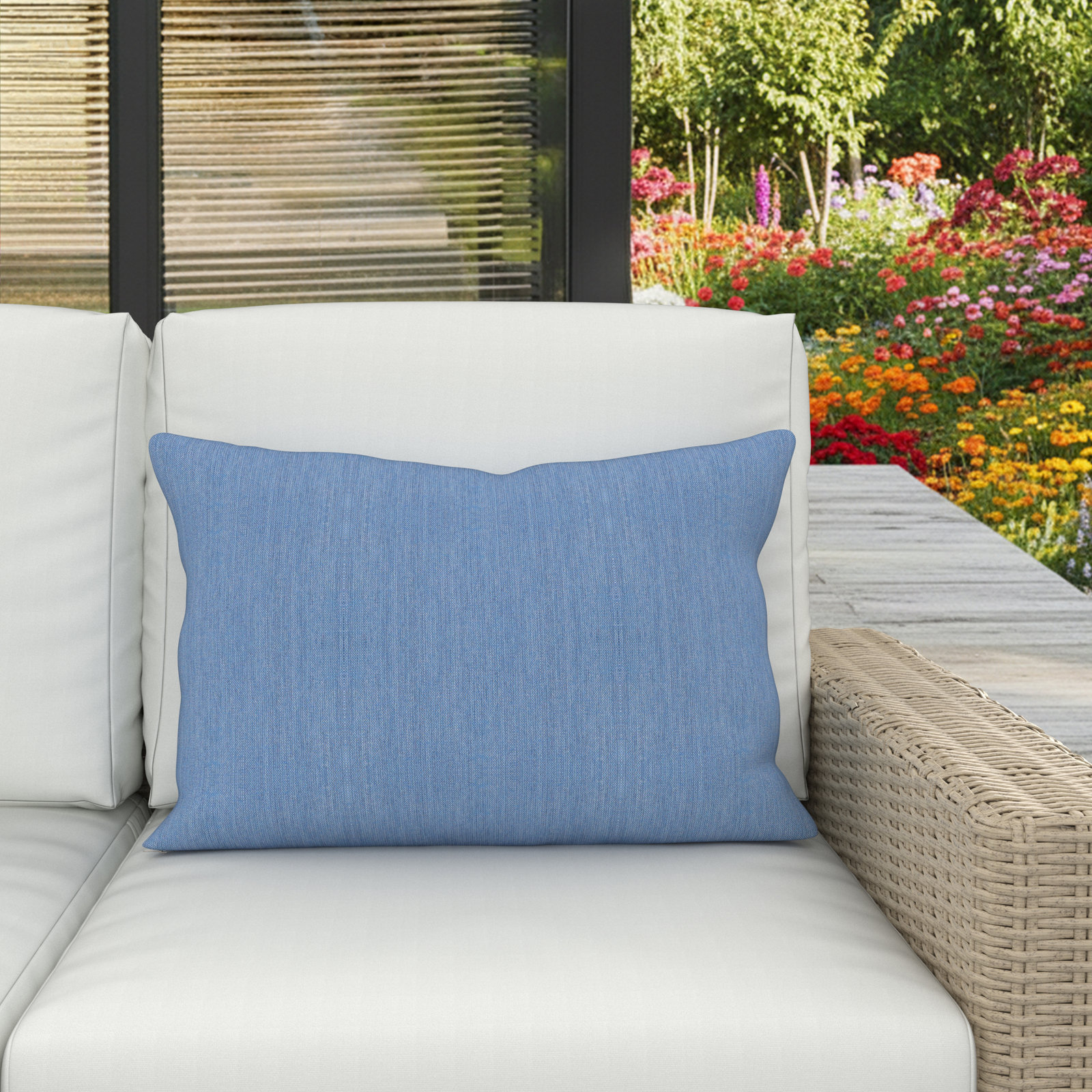 Amala 20" x 3" Sunbrella® Throw Pillow, Cast Ocean