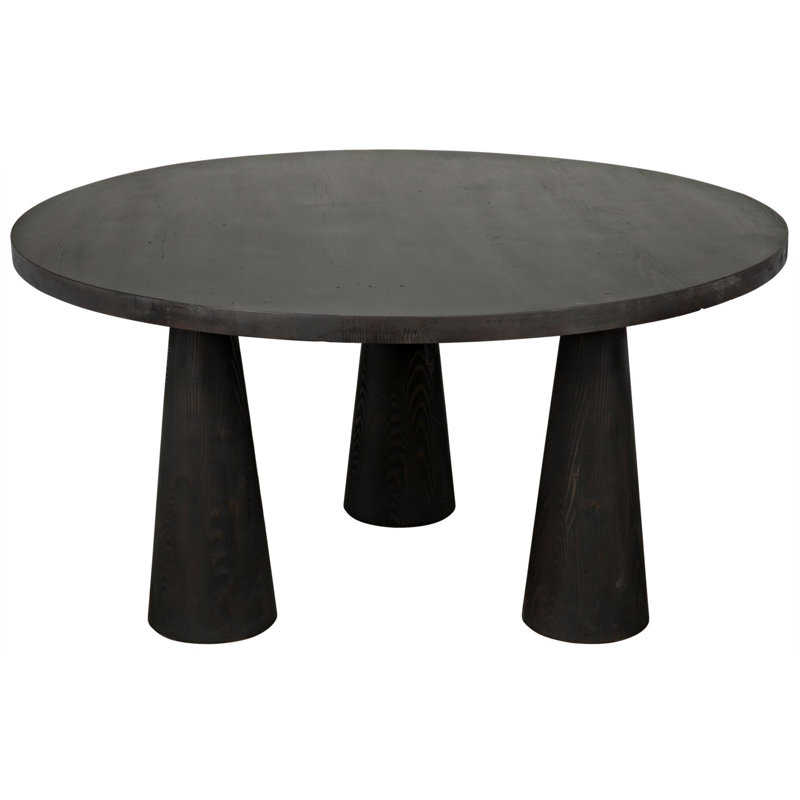 David Round Solid Wood Dining Table, Black Wax