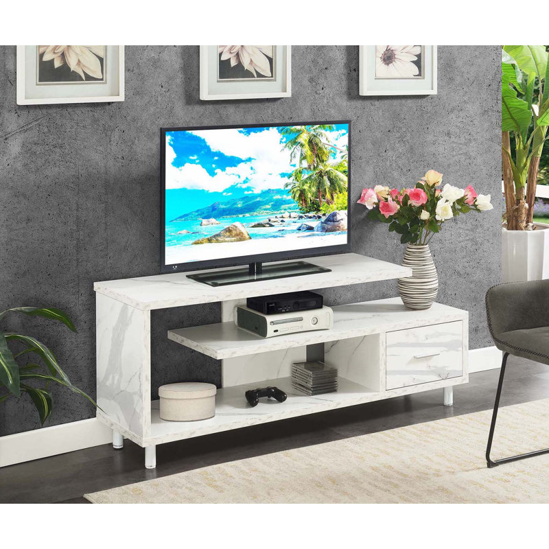Edwin Unfinished TV Stand for TVs up to 60", White, Manufactured Wood