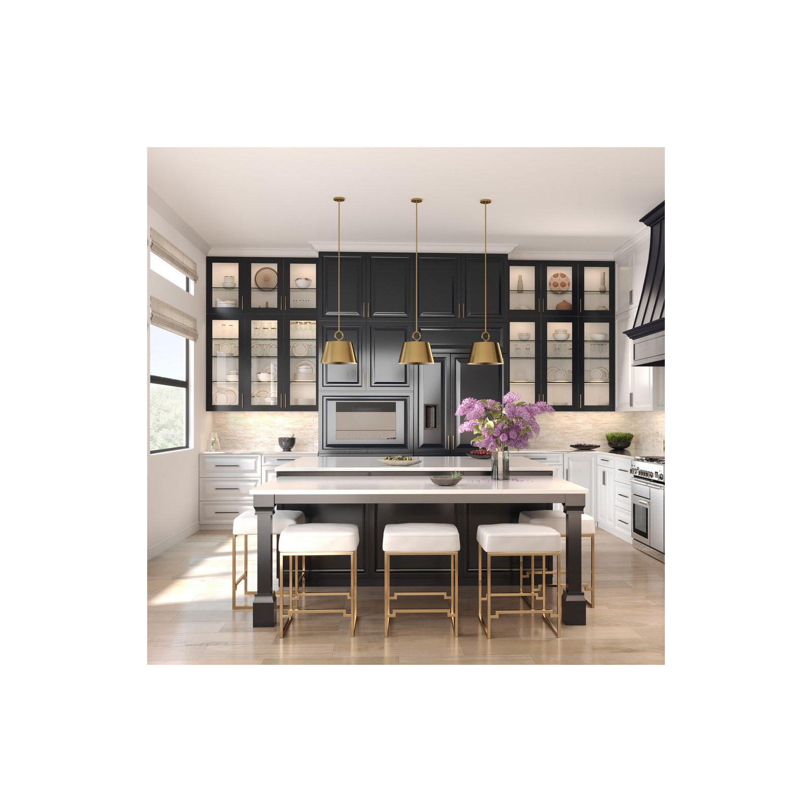 Elda Metal Dimmable Pendant, 11.87" H x 12.37" W x 12.37" D, Brushed Bronze