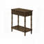 Table d'appoint étroite à 2 niveaux avec tiroir de rangement - placage brun, H 25 po