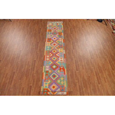 Reversible Wool Kilim Oriental Runner Rug 3x16