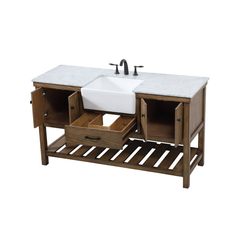 Meuble-lavabo simple 60 po Pelaghia, Bois flottant